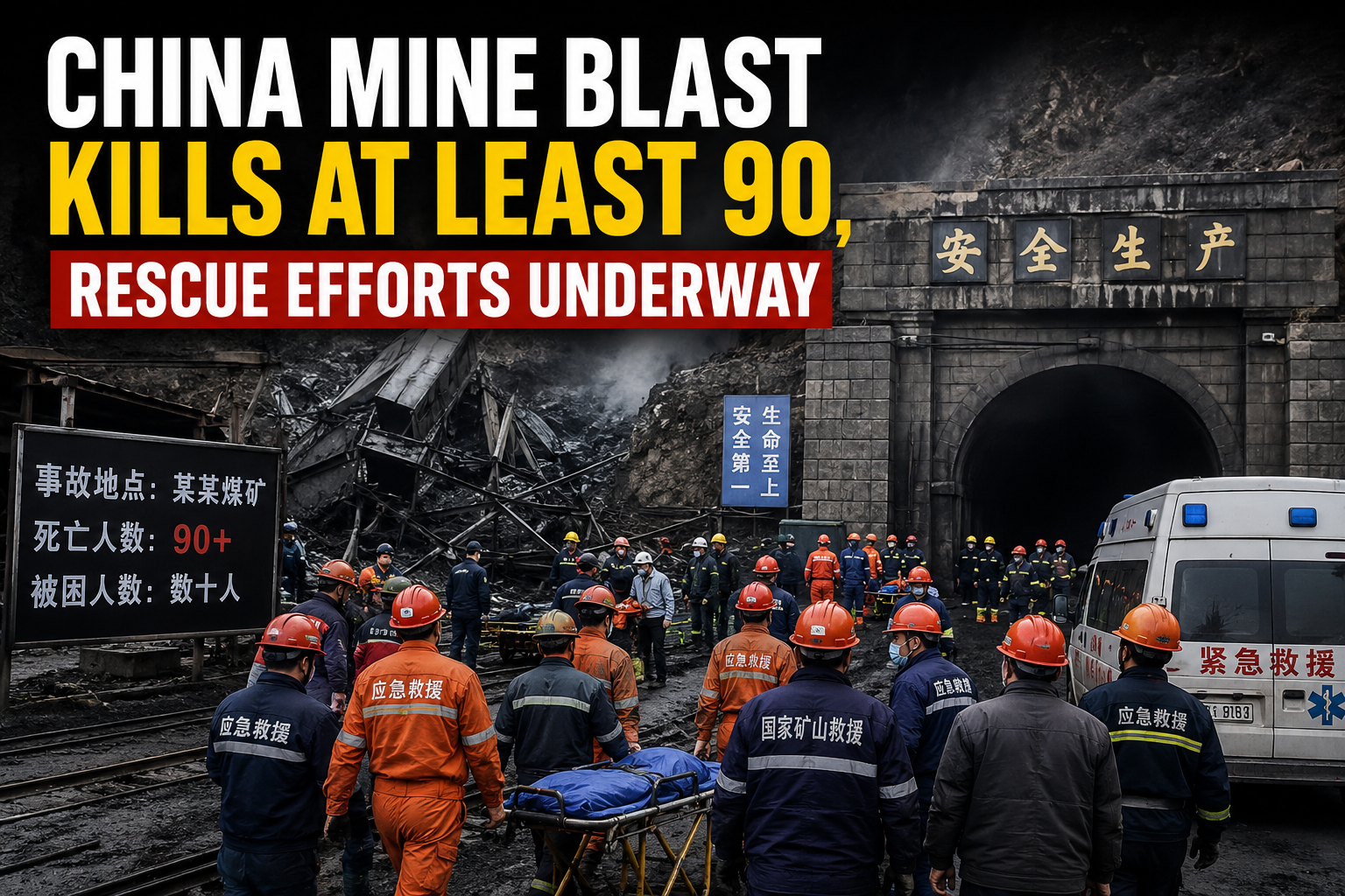 China Mine Blast Kills At Least 90, Rescue Efforts Underway
